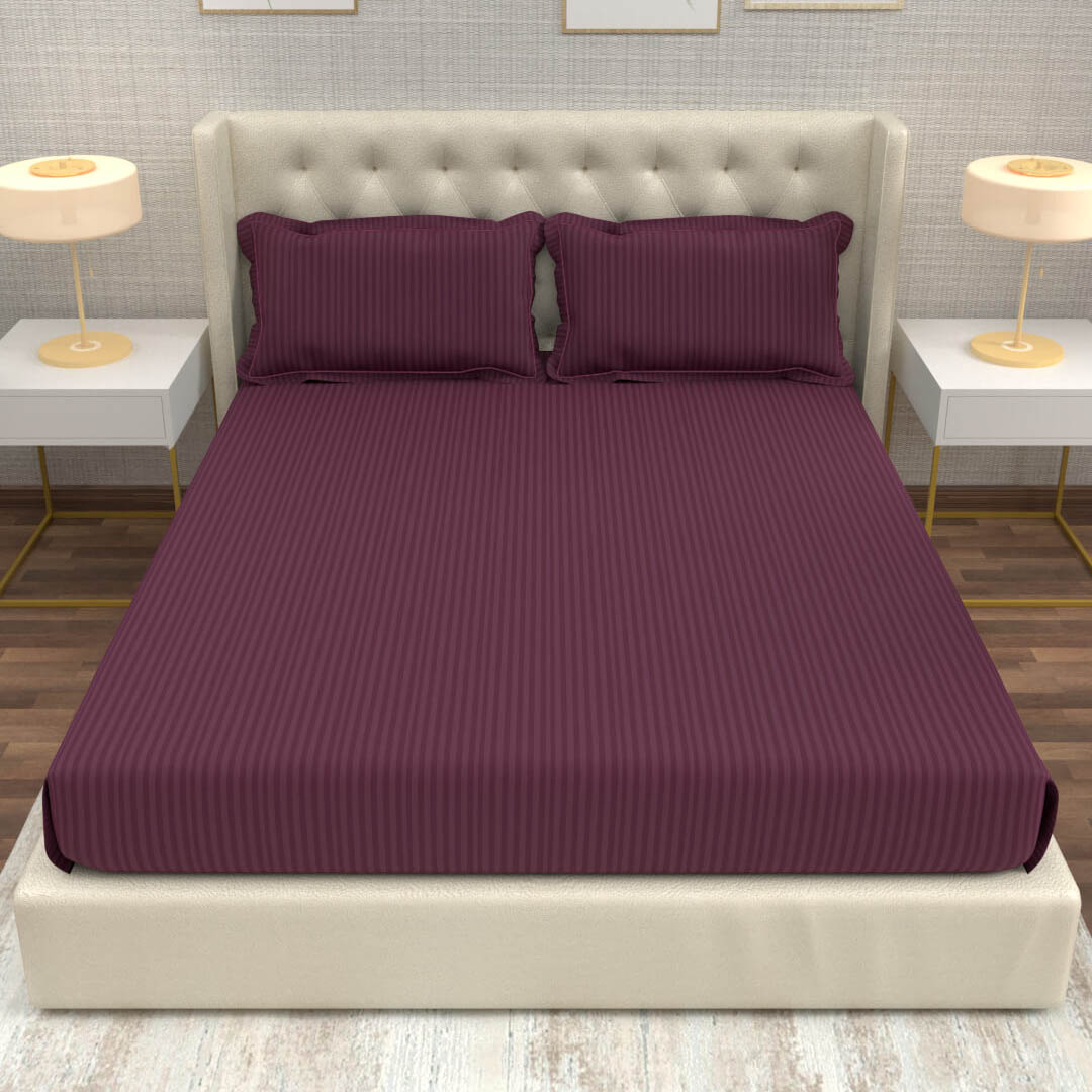 buy burgundy super king size cotton bedsheets online – front view